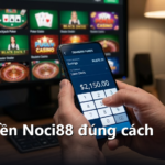 Điện thoại hiện màn hình chuyển khoản ngân hàng trước máy tính mở sảnh casino