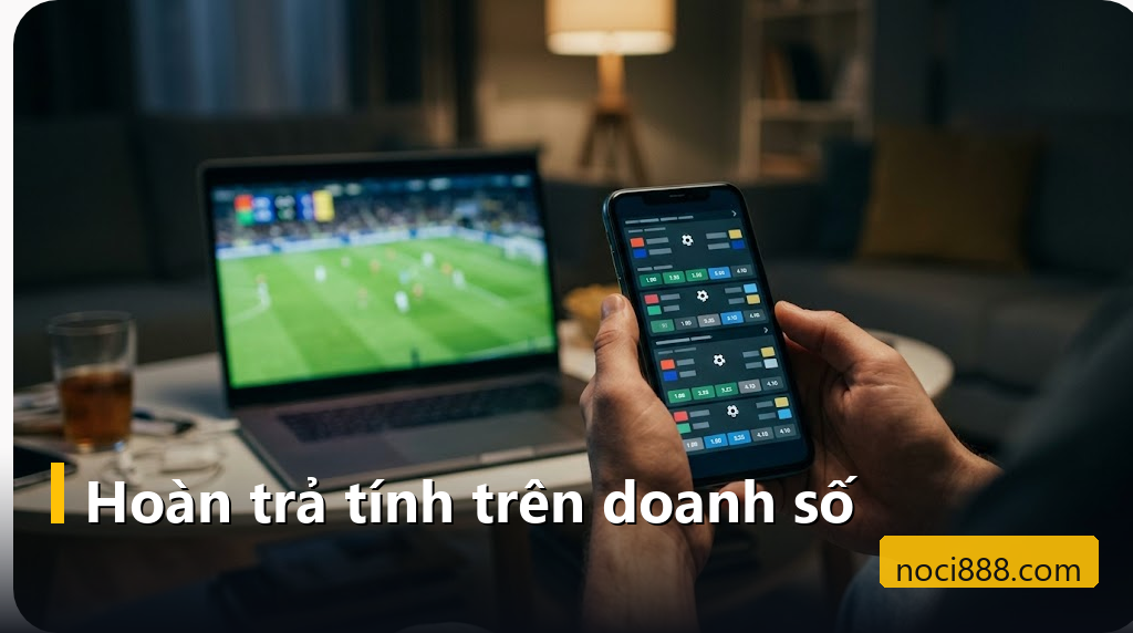 Điện thoại hiển thị danh sách trận bóng và tỷ lệ cược, laptop phía sau phát trận đấu trực tiếp