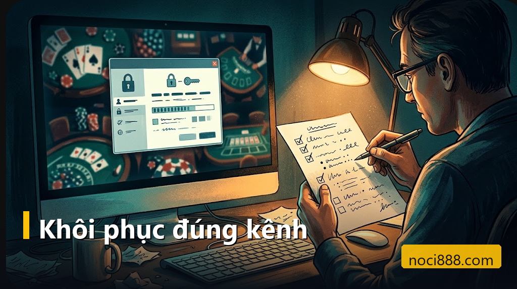 Noci888 quên mật khẩu: kiểm tra lỗi, khôi phục đúng kênh và bảo vệ tài khoản 3 Người kiểm tra danh sách khôi phục cạnh sảnh bài trên máy tính