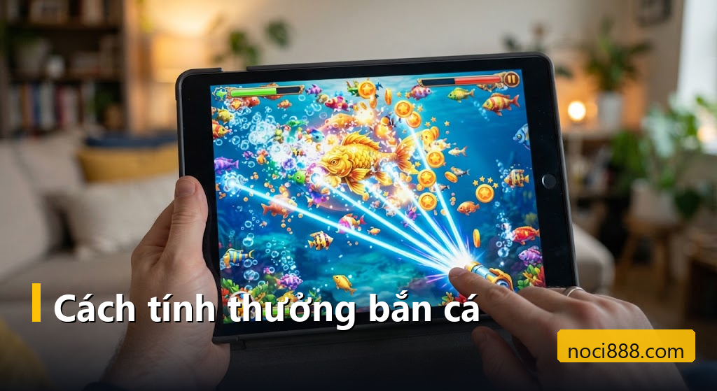 Bắn cá Noci88: danh sách game đang có, cách tính thưởng và cách giữ giới hạn khi chơi 3 Máy tính bảng hiện cá vàng lớn bị bắn trúng với nhiều đồng xu và tia laser