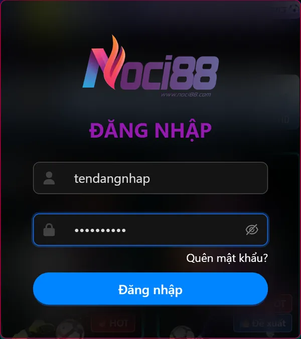 Đăng nhập Noci888: kiểm tra lỗi và bảo mật tài khoản 6 Đã nhập tên đăng nhập và mật khẩu vào khung đăng nhập Noci88 trên điện thoại Android