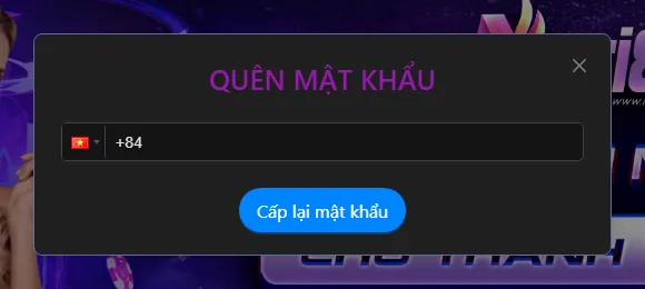 Đăng nhập Noci888: kiểm tra lỗi và bảo mật tài khoản 9 Hộp Quên mật khẩu của Noci88 với ô nhập số điện thoại đầu số +84 và nút Cấp lại mật khẩu